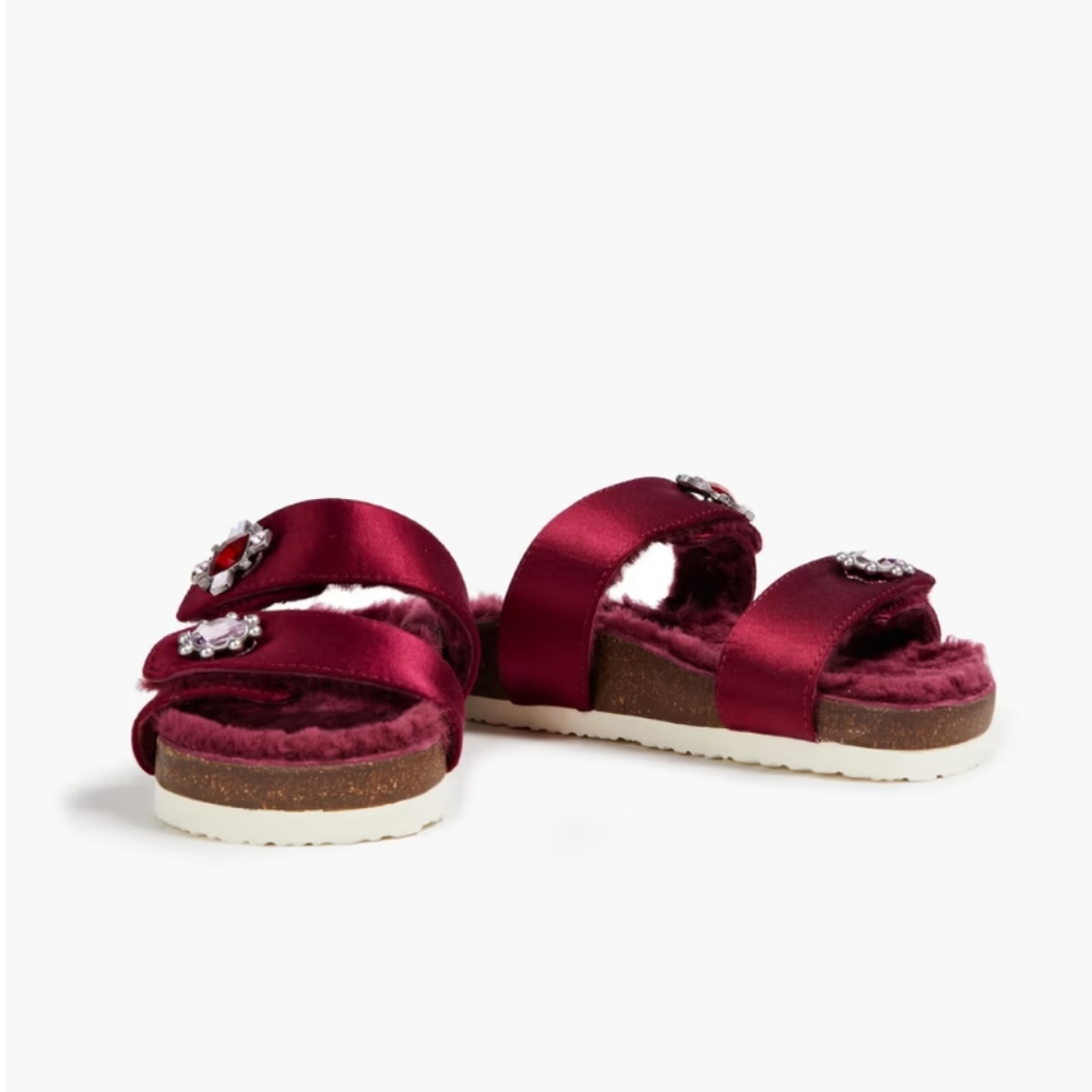Tory Burch Satin Crystal Embellished Slides - New no box